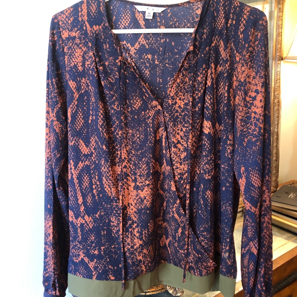 Cabi navy/orange blouse medium